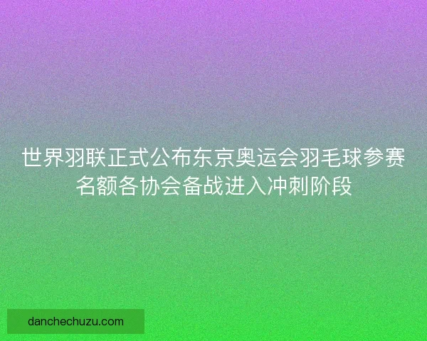 世界羽联正式公布东京奥运会羽毛球参赛名额各协会备战进入冲刺阶段