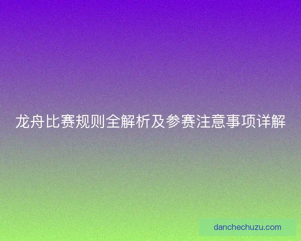 龙舟比赛规则全解析及参赛注意事项详解